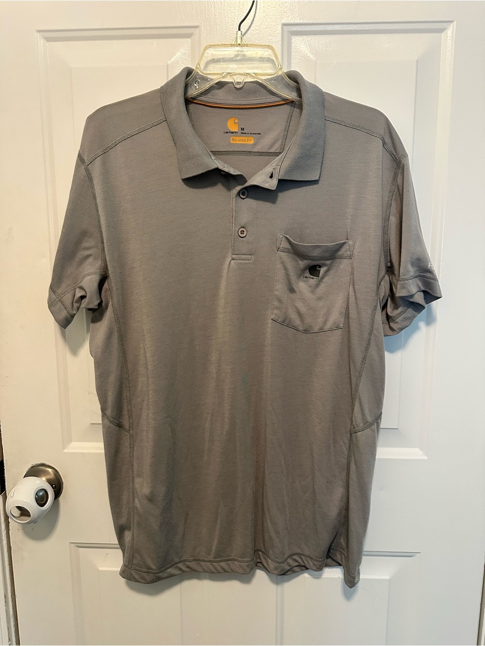 Carhartt Men's Gray Short-Sleeve Polo with Chest Pocket